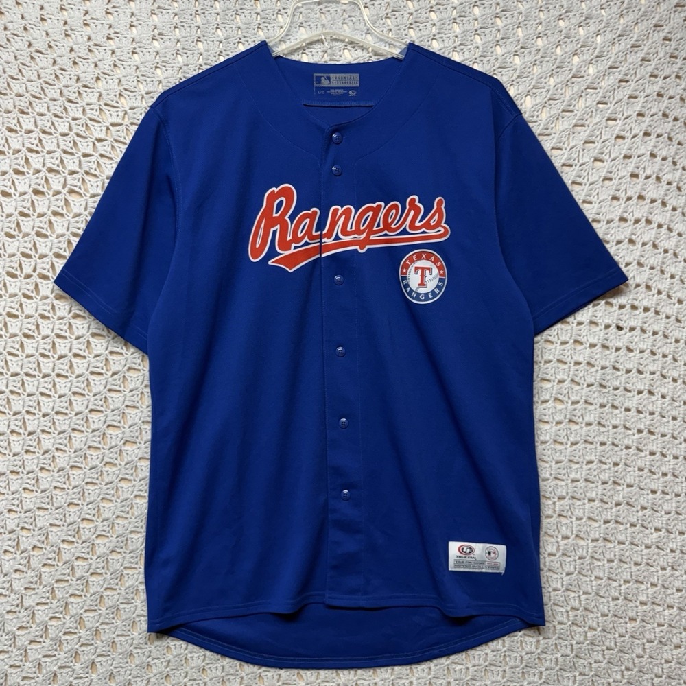 Texas Rangers Jersey Men L Blue True Fan Series MLB  Merchandise Baseball
